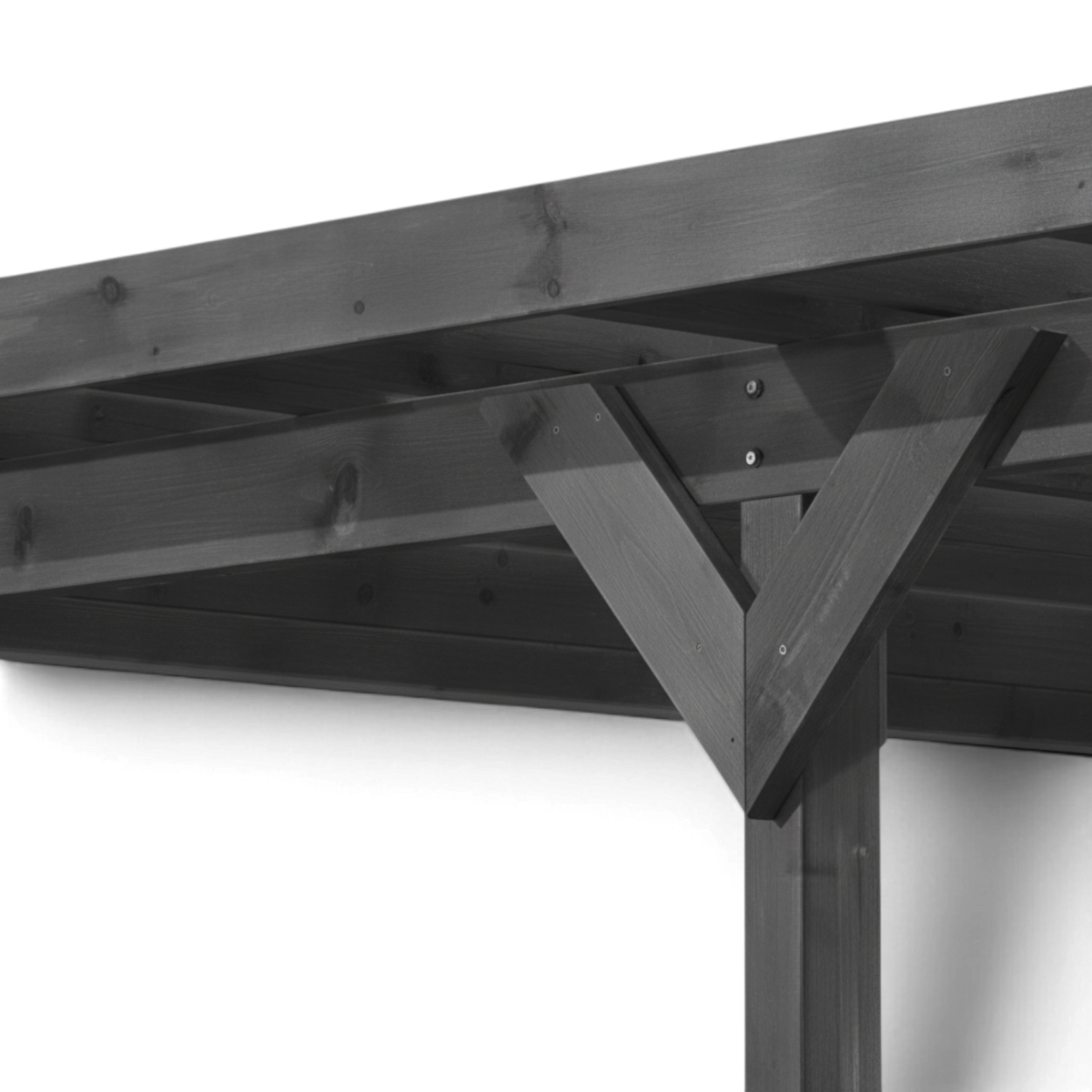 Dachecke des Carport Willingen mit Kopfband und Blende im Detail