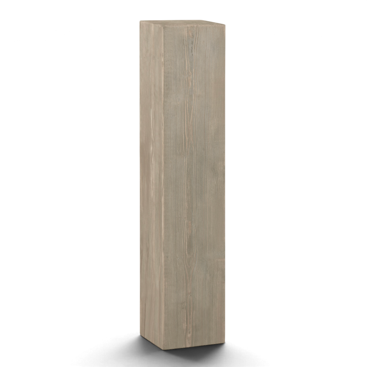 Schmale hohe Dekosäule aus Massivholz in grauer Holzoptik