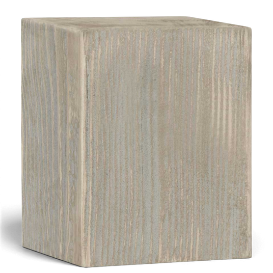 Niedrige Tischsäule Dumicketal aus Massivholz mit sichtbarer Holzstruktur, Freisteller