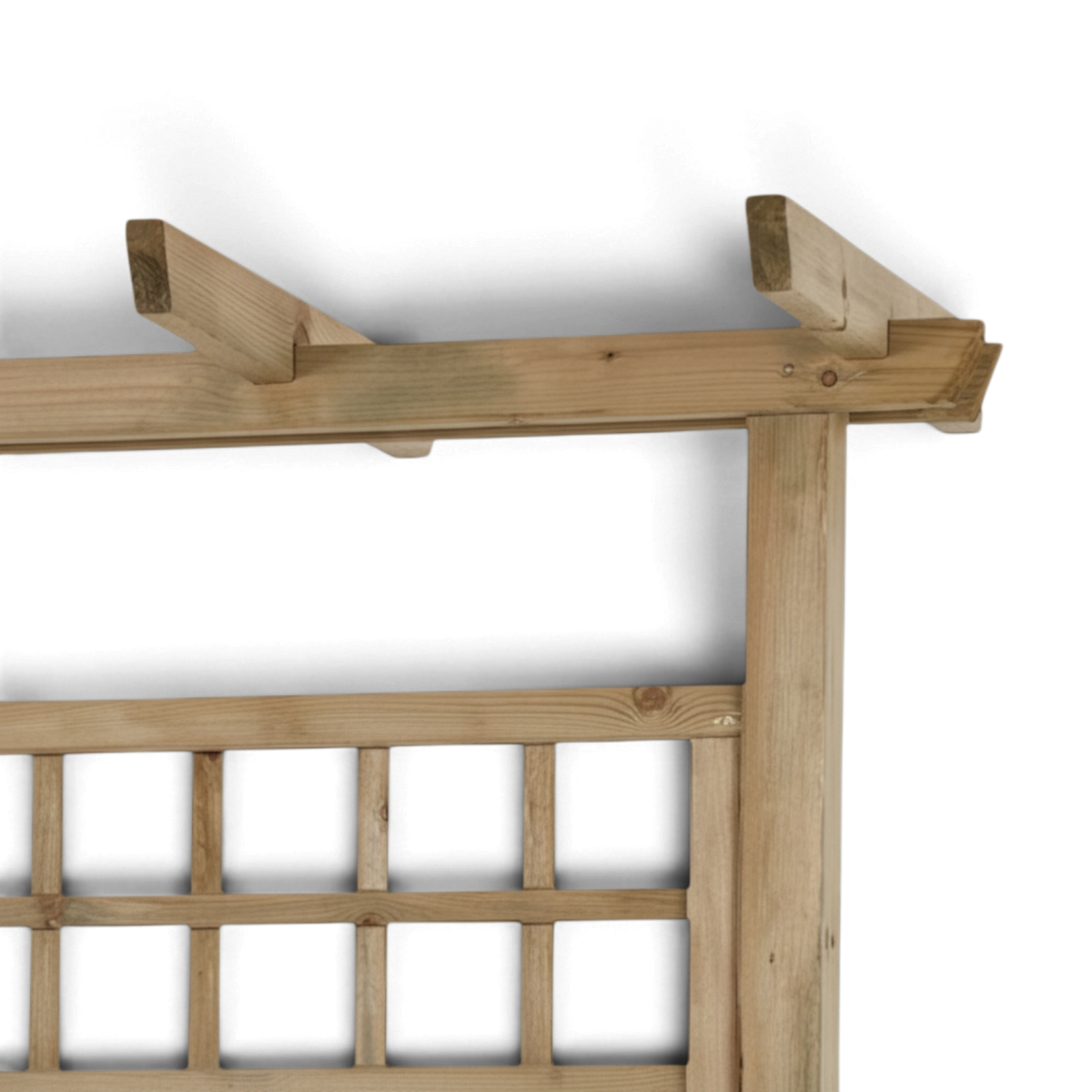 Detail der Pergola Querbalken über dem Rankgitter am Pflanzkasten Rönkhausen