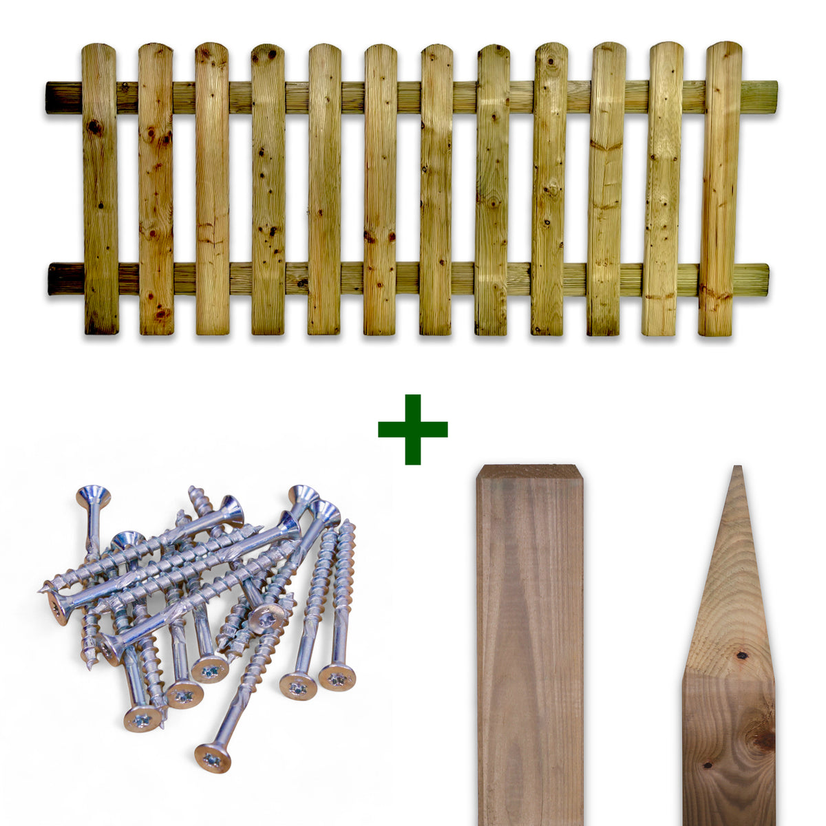 Komplettset Gartenzaun Sorpezaun kesseldruckimprägniert mit Zaunfeld, Pfosten und Schrauben, Set Zusammenstellung