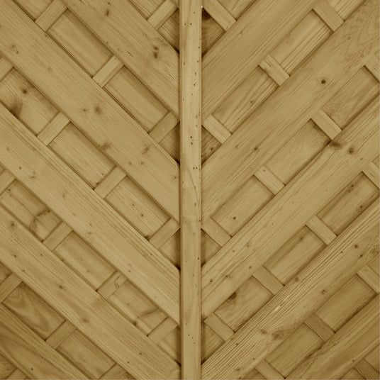 Diagonale Bretter mit Abstandshaltern an der Mittelleiste des Sichtschutz Helle