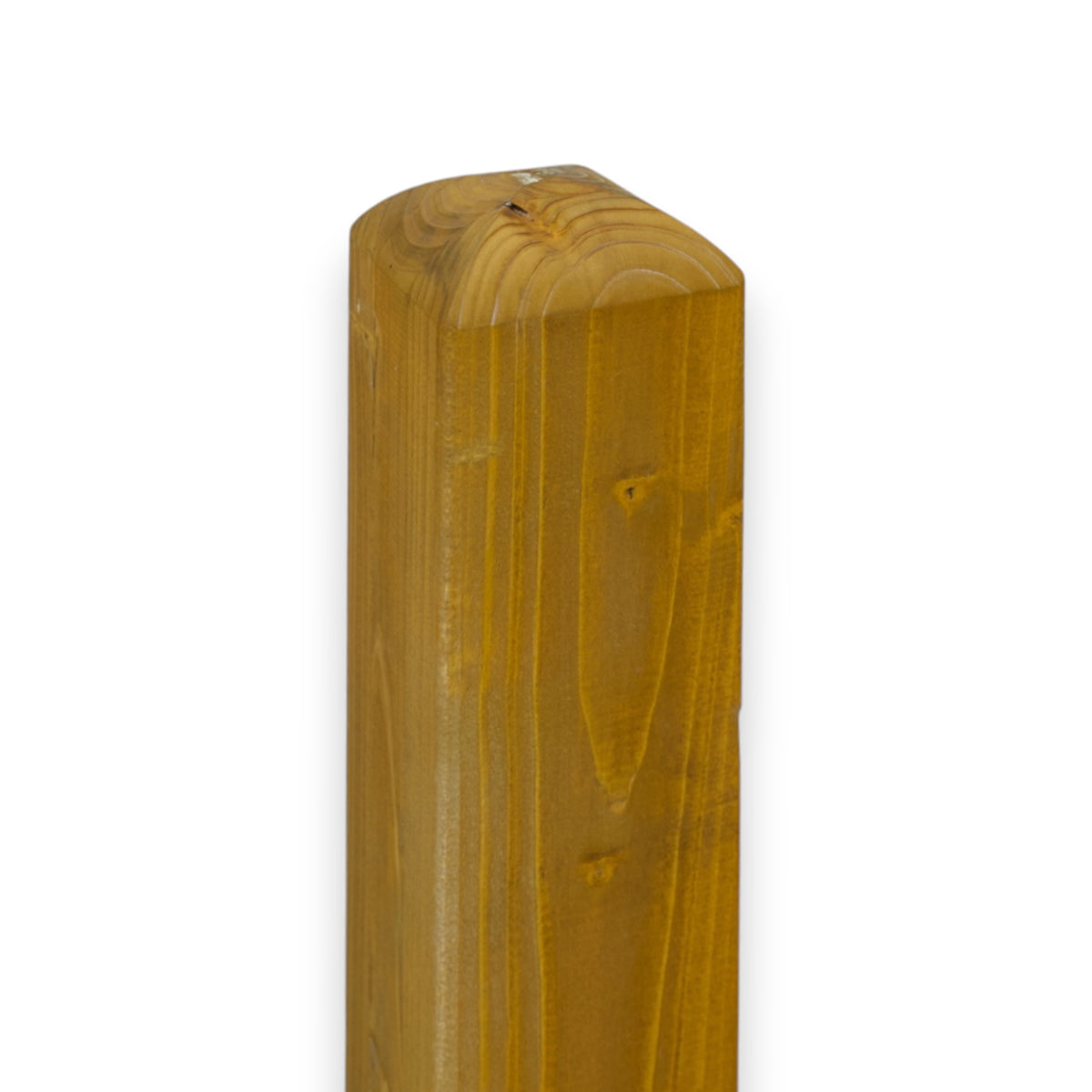 Leimholzpfosten 9x9x110 cm Pinie lasiert mit flachem Pyramidenkopf, Freisteller