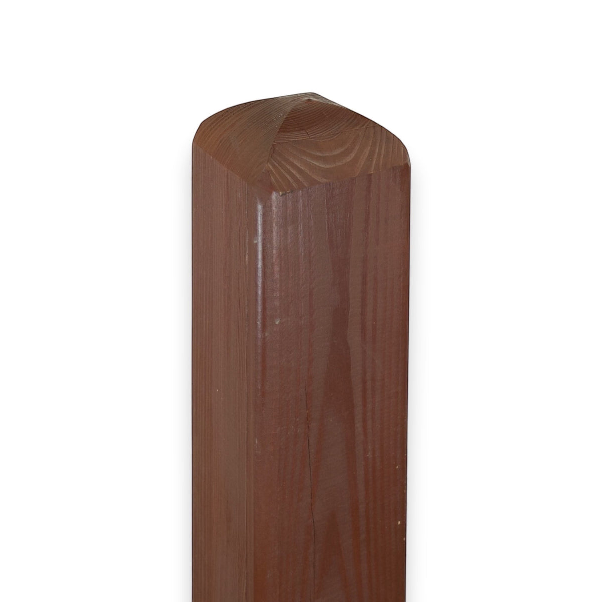 Leimholzpfosten 9x9x110 cm mahagoni lasiert mit flachem Pyramidenkopf, Freisteller