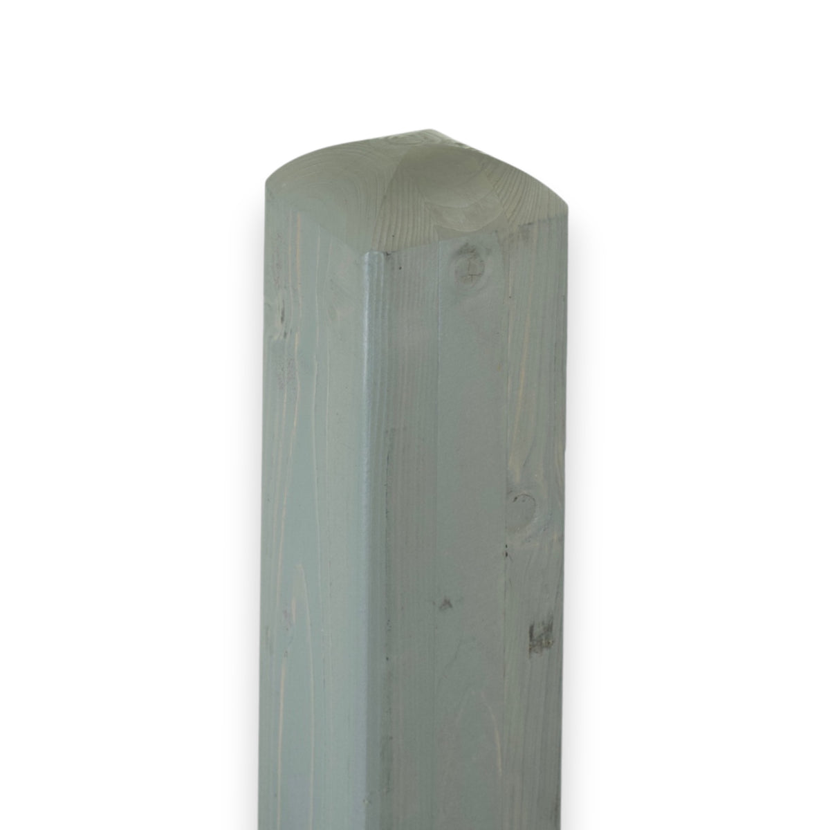 Leimholzpfosten 9x9x110 cm grau lasiert mit flachem Pyramidenkopf, Freisteller