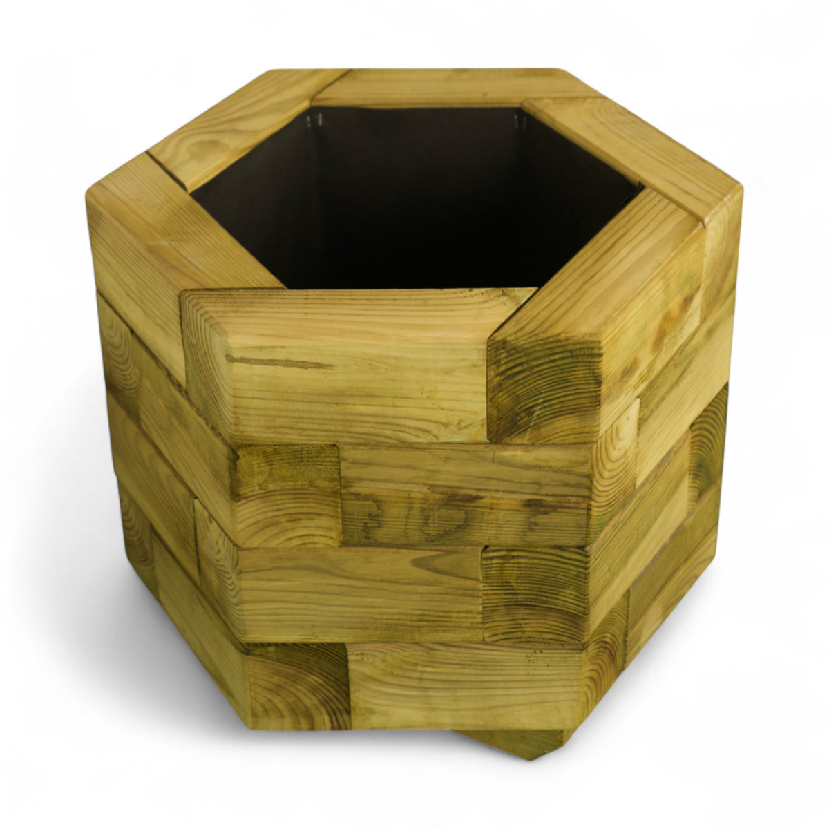 Holz Blumenkübel Arpe aus erhöhter Perspektive mit offener Pflanzfläche, Freisteller