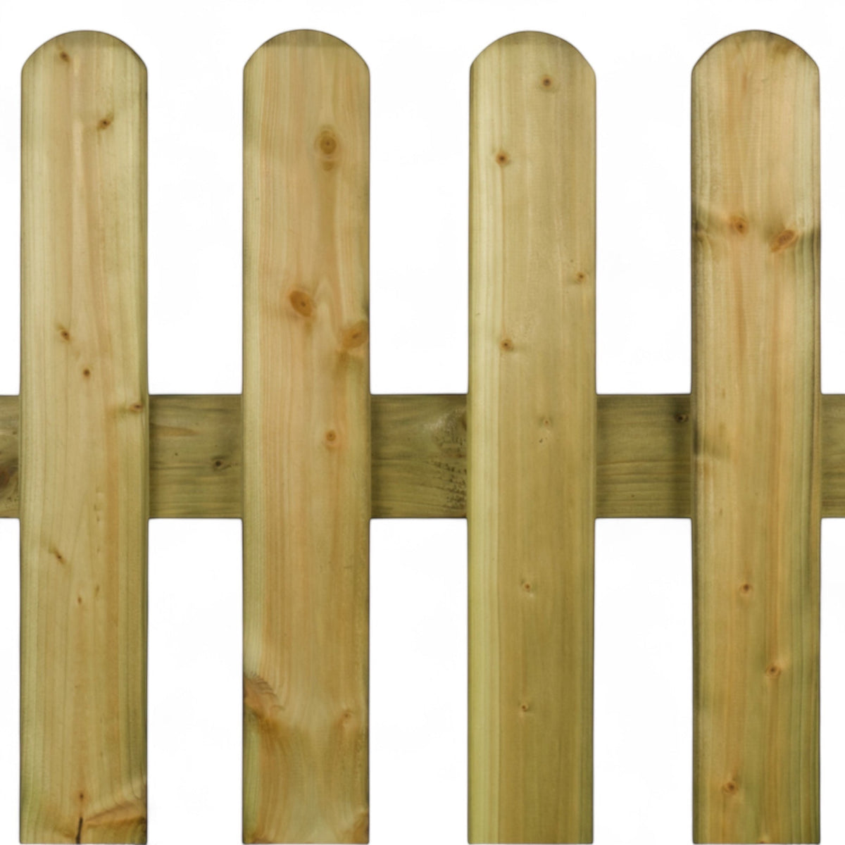 Abgerundete Zaunlatten auf dem Querriegel des Esmeckezauns im Detail