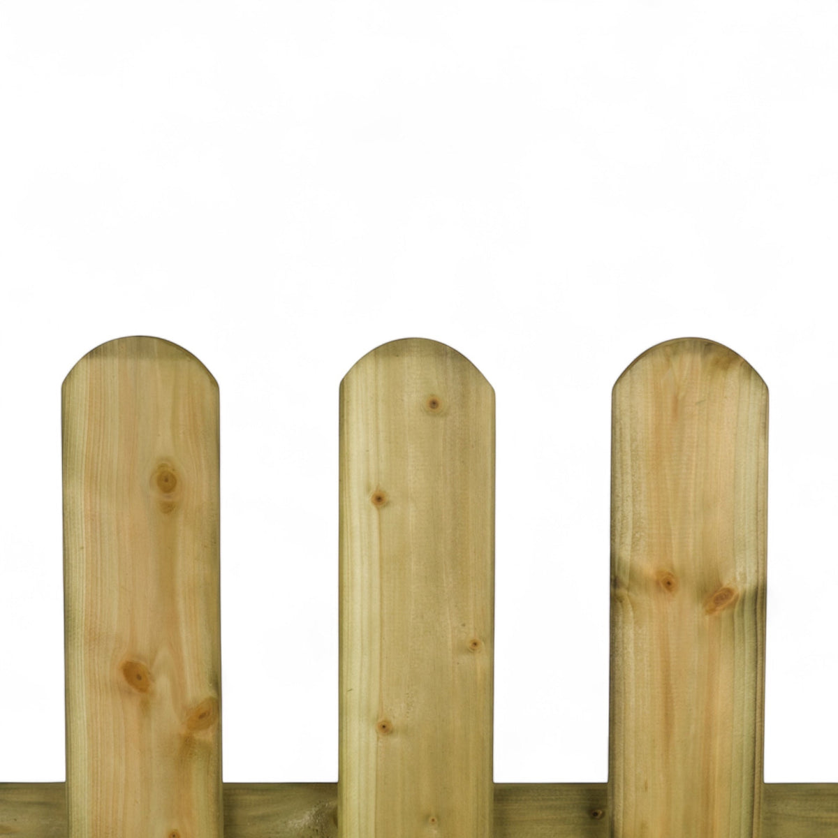 Rundbogen Lattenköpfe des Holz Gartenzauns in einer Reihe