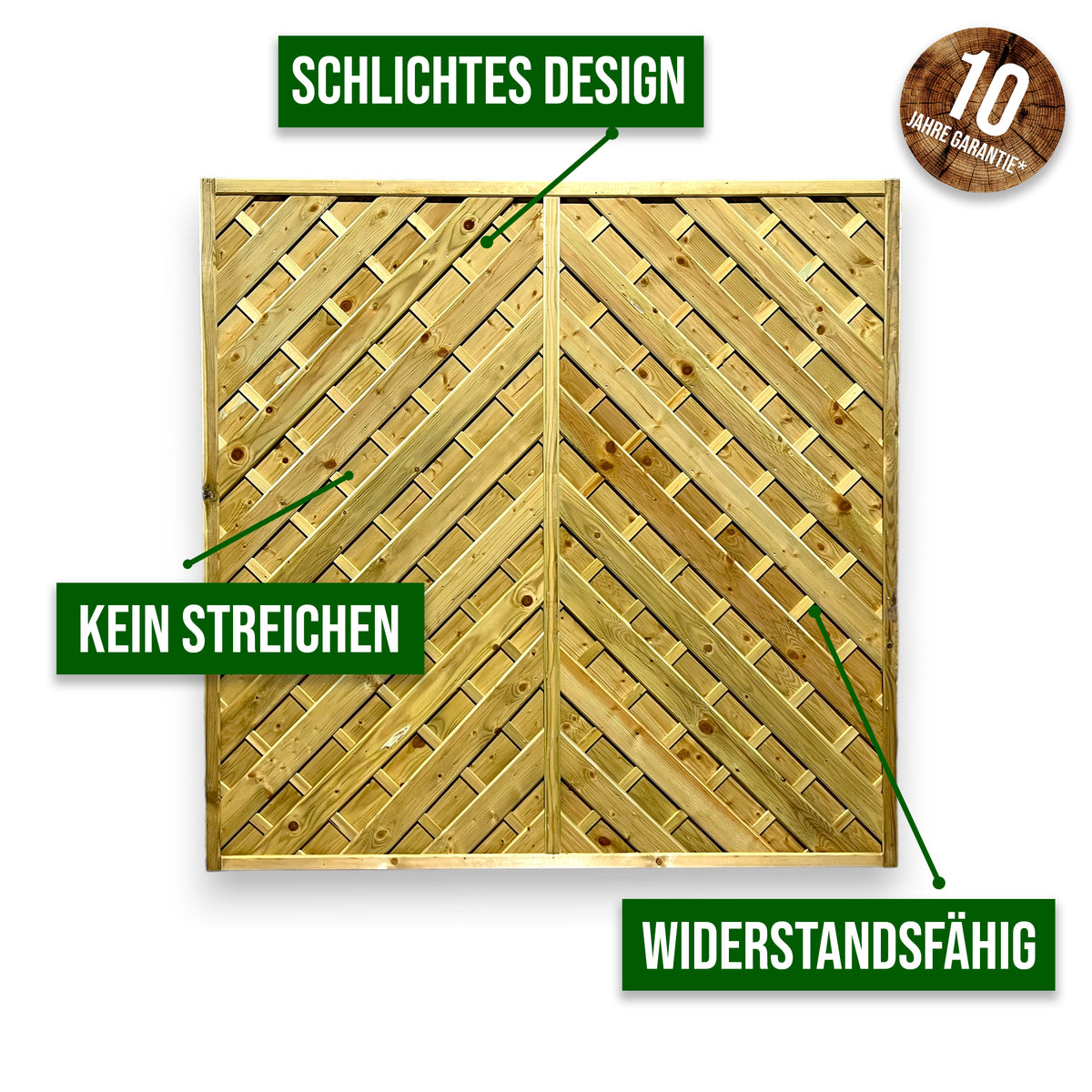 Dichtzaun Wolfshorn mit Hinweisen schlichtes Design, kein Streichen nötig und widerstandsfähig