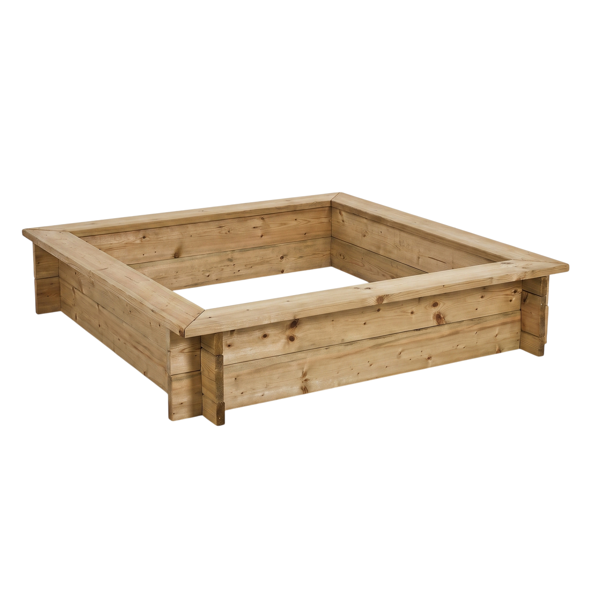 Sandkasten Hachen kesseldruckimprägniert, quadratischer Holz Sandkasten aus Bohlen mit Sitzrand, Freisteller