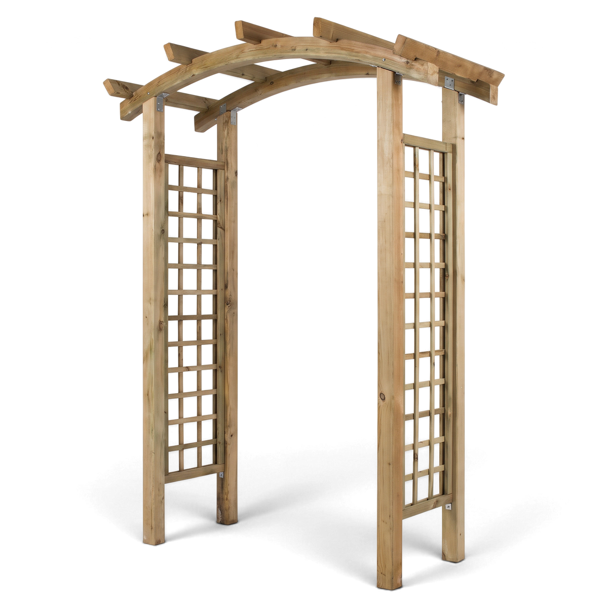 Arkadenpergola Heggen kesseldruckimprägniert, Rosenbogen aus Holz mit geschwungenem Dach und Rankgittern