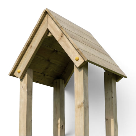 Holzdach des Turms mit Pfosten am Spielturm Medebach, Detail