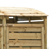 Detail der Tür mit Beschlag an der Mülltonnengarage Volme