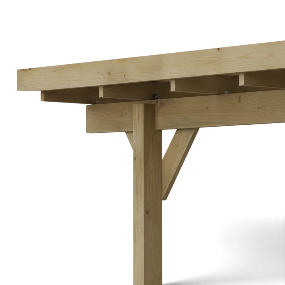 Pfosten mit Kopfband unter der Pfette des Carport Winterberg, Seitenansicht