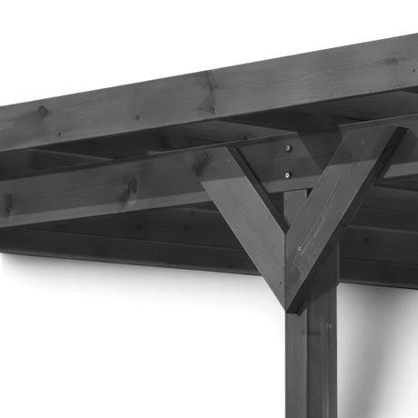 Dachecke des Carport Willingen mit Kopfband und Blende im Detail