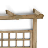 Detail der Pergola Querbalken über dem Rankgitter am Pflanzkasten Rönkhausen