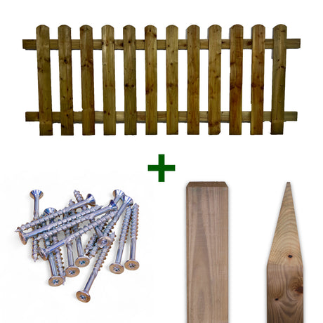 Komplettset Gartenzaun Biggezaun kesseldruckimprägniert mit Zaunfeld, Pfosten und Schrauben, Set Zusammenstellung