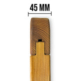 Querschnitt eines Rahmenprofils mit 45 mm Breite und Nut, in der das Füllungsbrett steckt, Detail mit Maßangabe