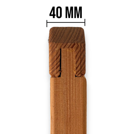Rahmenprofil mit 40 mm Breite und Nut am Sichtschutz Ettelsberg, Detail mit Maßangabe