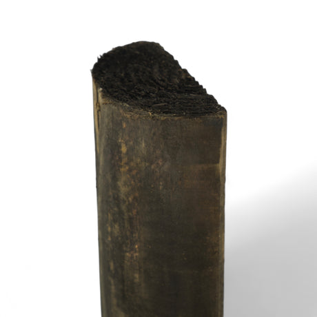 Halbholz Halbriegel gefräst, kesseldruckimprägniert schwarz, stehend mit halbrundem Querschnitt, Freisteller