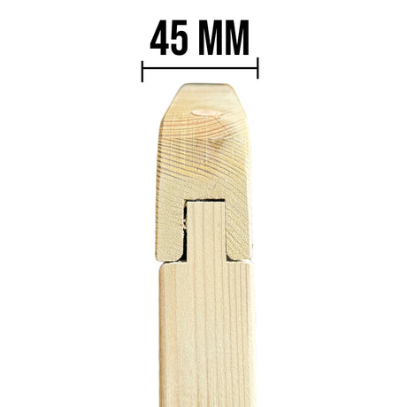Profil eines Holzrahmens mit 45 mm Breite und Nut, Detail mit Maßangabe