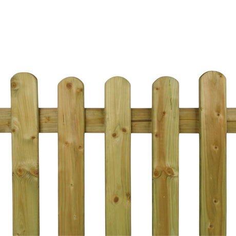 Lattenköpfe mit Rundbogen und Querriegel des Lörmeckezauns