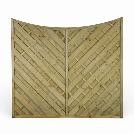 Sichtschutzelement Steinberg mit Unterbogen und diagonalen Latten, Freisteller