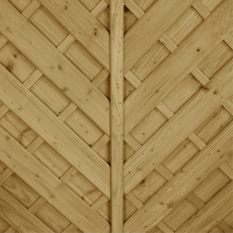 Diagonale Bretter mit Abstandshaltern an der Mittelleiste des Sichtschutz Helle
