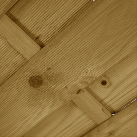 Nahaufnahme eines Profilbretts mit Ast am Holz Sichtschutz Helle
