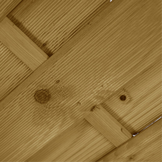 Nahaufnahme eines Profilbretts mit Ast am Holz Sichtschutz Helle