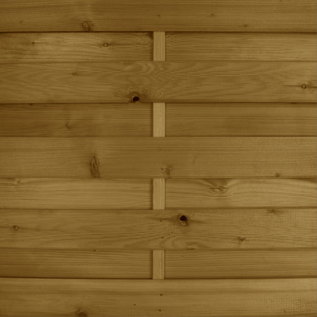 Wechselseitig versetzte Bretter mit Holzmaserung am Sichtschutzzaun Hohe Bracht