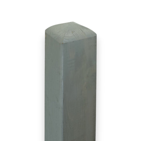 Leimholzpfosten 9x9x110 cm basaltgrau lasiert mit flachem Pyramidenkopf, Freisteller