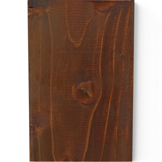 Holzmaserung mit Ast unter der dunkelbraunen Lasur im Detail