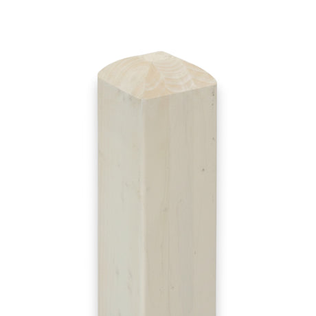 Leimholzpfosten 9x9x110 cm beige lasiert mit flachem Pyramidenkopf, Freisteller