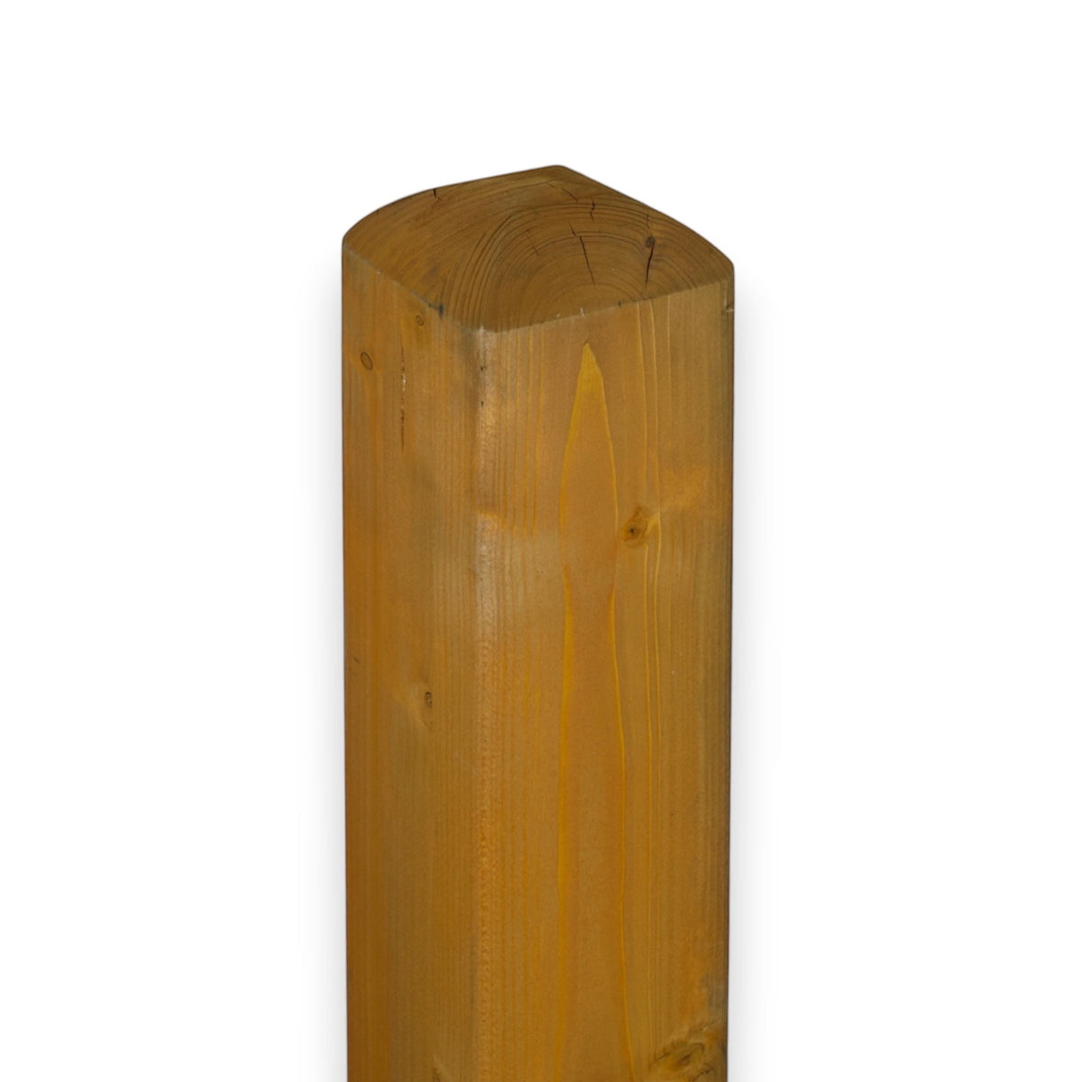 Leimholzpfosten 9x9x110 cm honig lasiert mit flachem Pyramidenkopf, Freisteller