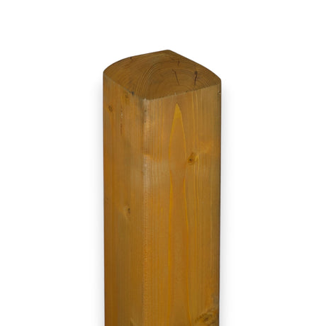 Leimholzpfosten 9x9x110 cm honig lasiert mit flachem Pyramidenkopf, Freisteller
