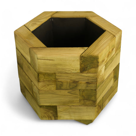 Holz Blumenkübel Arpe aus erhöhter Perspektive mit offener Pflanzfläche, Freisteller