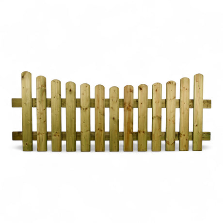 Gartenzaun Element Valmezaun aus Sauerländer Nadelholz, kesseldruckimprägniert, mit Rundbogenlatten in Bogenform, Freisteller
