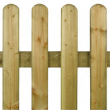 Abgerundete Zaunlatten auf dem Querriegel des Esmeckezauns im Detail