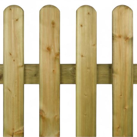Abgerundete Zaunlatten auf dem Querriegel des Esmeckezauns im Detail