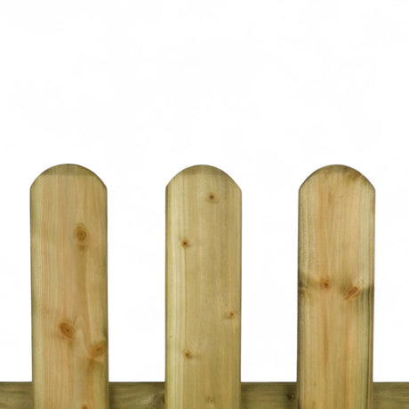 Rundbogen Lattenköpfe des Holz Gartenzauns in einer Reihe