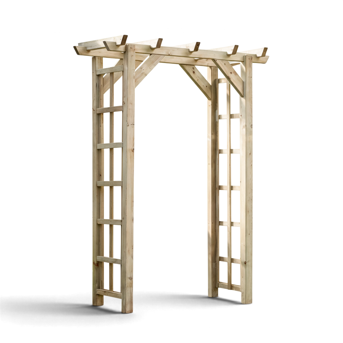 Pergola Marpe kesseldruckimprägniert als Gartenbogen mit geradem Dach und Rankgitter Seitenteilen, Freisteller