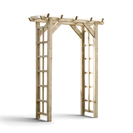 Pergola Marpe kesseldruckimprägniert als Gartenbogen mit geradem Dach und Rankgitter Seitenteilen, Freisteller