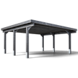 Doppelcarport Meschede lasiert in Grau mit Flachdach und sechs Pfosten, Freisteller