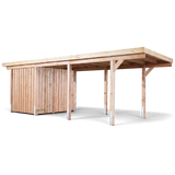 Einzelcarport Olsberg, kesseldruckimprägniert oder Douglasie, mit angebautem Geräteraum und Flachdach, Freisteller