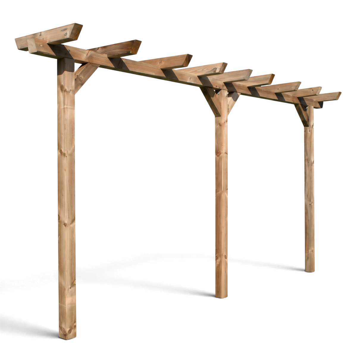 Pergola Latrop kesseldruckimprägniert mit drei Pfosten, Längsbalken und Querbalken, Freisteller