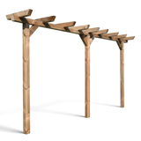 Pergola Latrop kesseldruckimprägniert mit drei Pfosten, Längsbalken und Querbalken, Freisteller