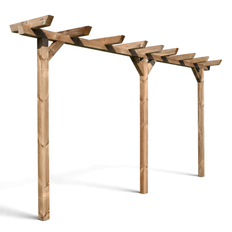 Pergola Latrop kesseldruckimprägniert mit drei Pfosten, Längsbalken und Querbalken, Freisteller