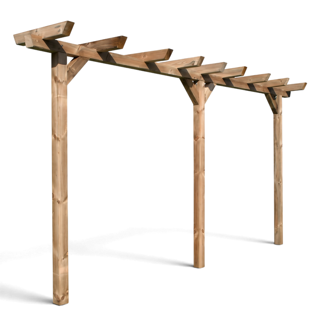 Pergola Latrop kesseldruckimprägniert mit drei Pfosten, Längsbalken und Querbalken, Freisteller