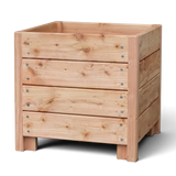 Pflanzkübel Blumenkübel Altastenberg, quadratischer Holzkübel aus waagerechten Brettern auf Füßen, Freisteller